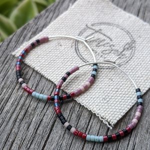 Beaded Hoop Earrings Multi